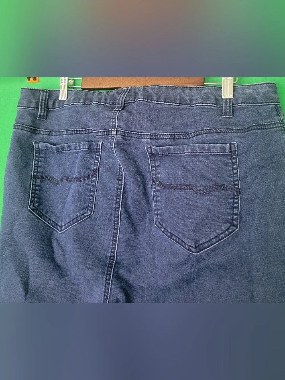 Catherines Slim Straight Jeans Dark Blue Wash 1x Petite 1XWP Jeggings Stretchy
